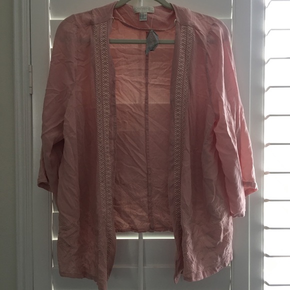 Forever 21 Sweaters - Pink Kimono w White Lace